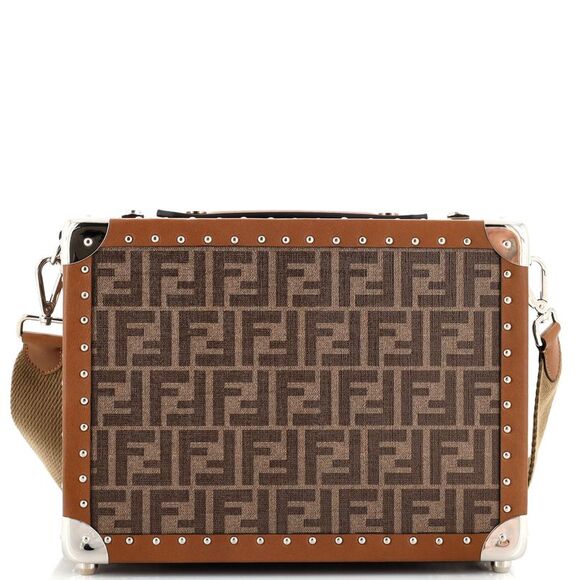Fendi Rigid Suitcase Zucca Canvas with Leather Small Brown - Picture 1 of 7